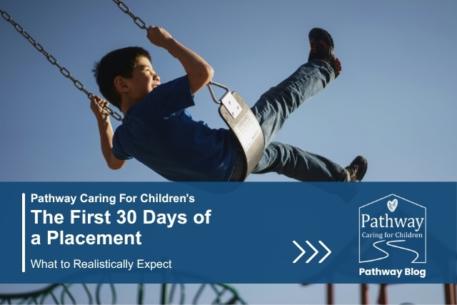 A young boy swings joyfully at a playground under a clear blue sky | Pathway Caring for Children