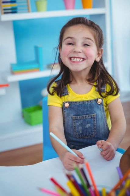 Happy child coloring