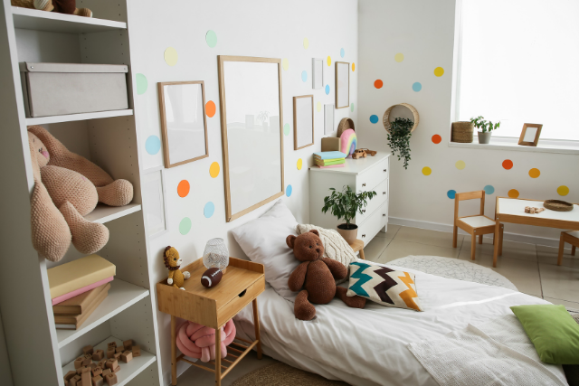 Simple decorated child's bedroom.