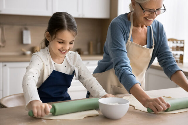 Foster Child baking with grandma